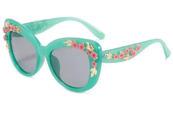 Retro Cat Eyes Sunglasses Flower Cat Eyes Sunglasses UV400 Butterfly Eyes Broken Plastic Gradient Men's and Women's Sunglasses