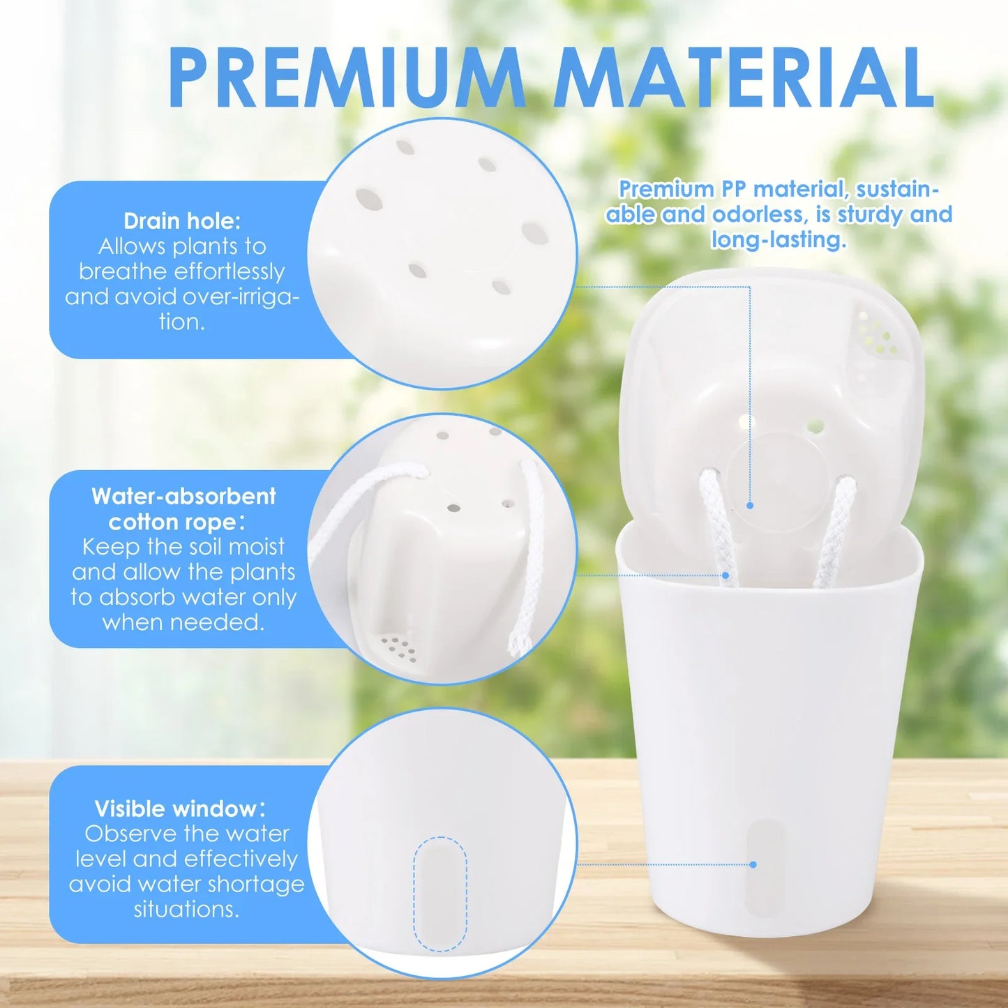 10 Pcs Self Watering Planter Lazy Hydroponic Flower Pot Plastic Translucent Self-absorbent Flower Pot Desktop Decoration