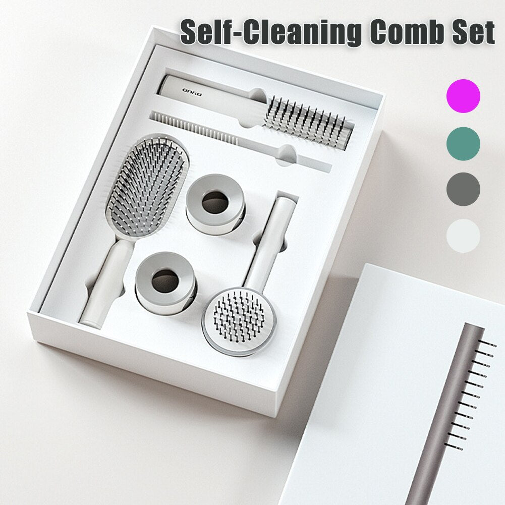 Self Cleaning Brush Set For Women Hair One-key Cleaning Comb