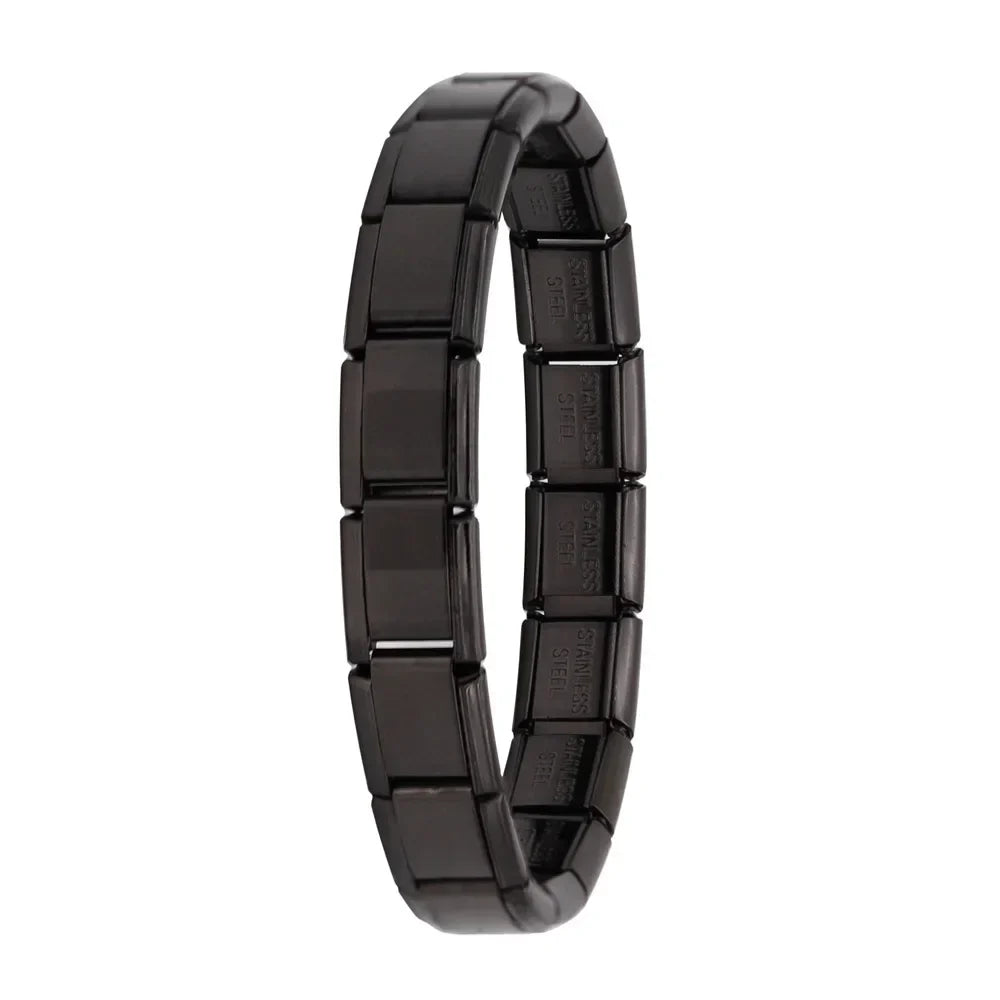 Hapiship Top Women's Girl Jewelry 9mm Width Itanlian Elastic Charm Bracelet Fashion Stainless Steel Bangle Jewelry G096