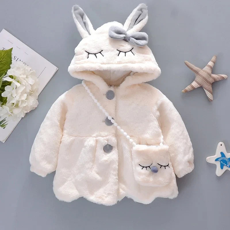 Winter Baby Girl Coat Cute Crossbody Bag (0-3 Years Old)