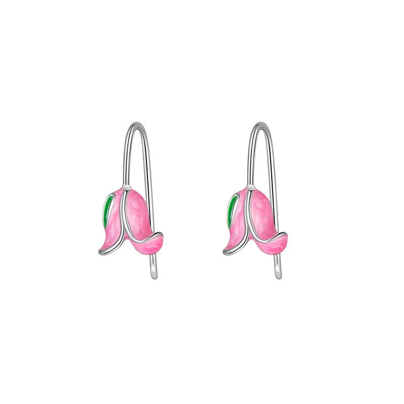 Hot Sale Pure 925 Sterling Silver Flowers Plants Long Earrings For Women Girl Princess Fine Jewelry Accessories LE198