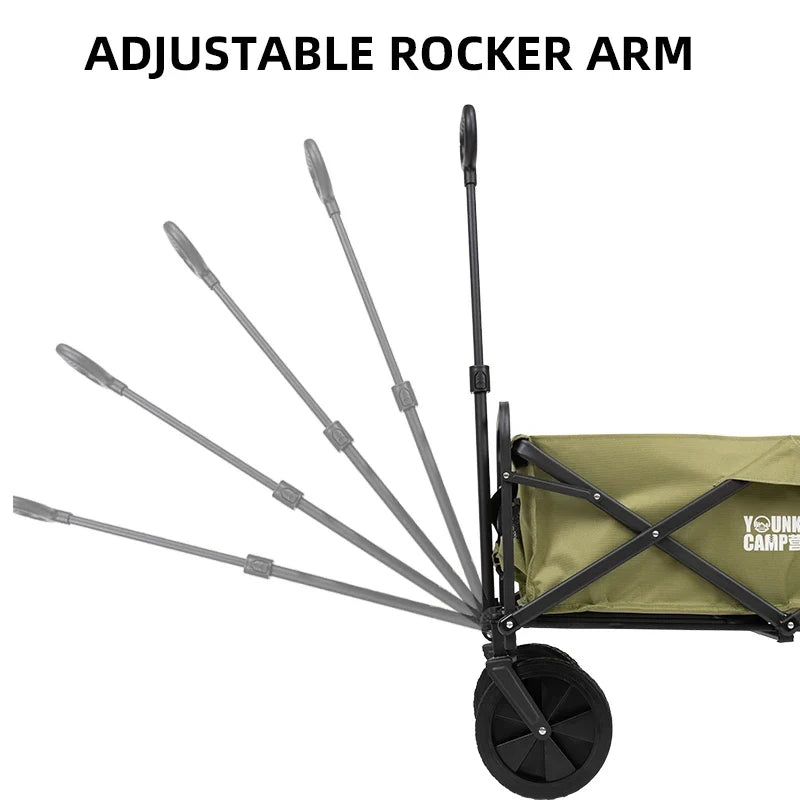 Large Capacity Collapsible Folding Utility Beach Wagon Cart Heavy Duty Fold Wagon Outdoor Trolley Portable Camping Cart