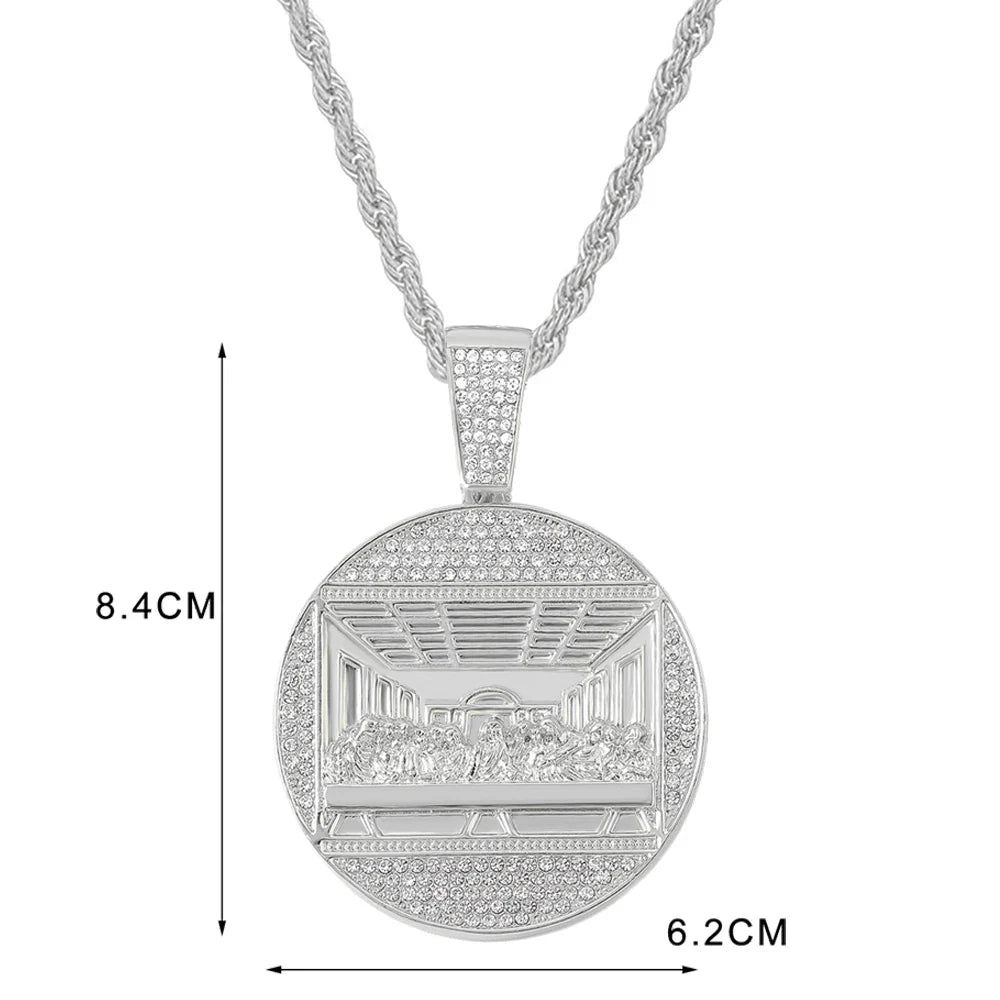 New Last Supper Pendant Chain Necklace, With 14mm Iced Out Fashion Hip Hop Men Charm Pendant.