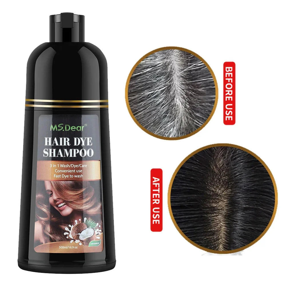500ml Natural Plant Conditioning Hair Dye Black Shampoo Fast Dye White Grey Hair Removal Dye Coloring Black Hair