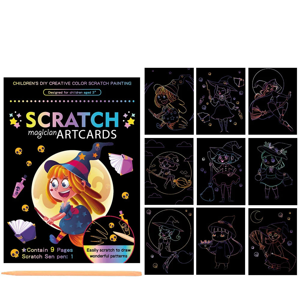 10Pcs Magic Scratch Off Art Craft Supplies Kits for Kids Girls Boys Party Game Christmas Birthday Gift