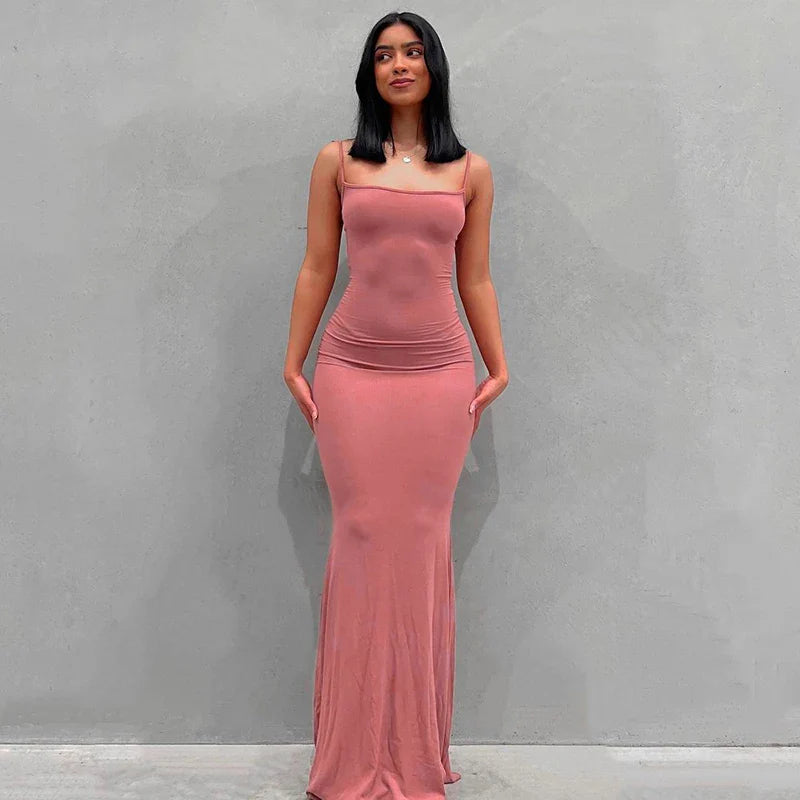 Satin Slip Sleeveless Backless Maxi Dress Women 2022 Y2k Summer Bodycon Elegant Sexy Outfits Ladies Birthday Party Club Sundress