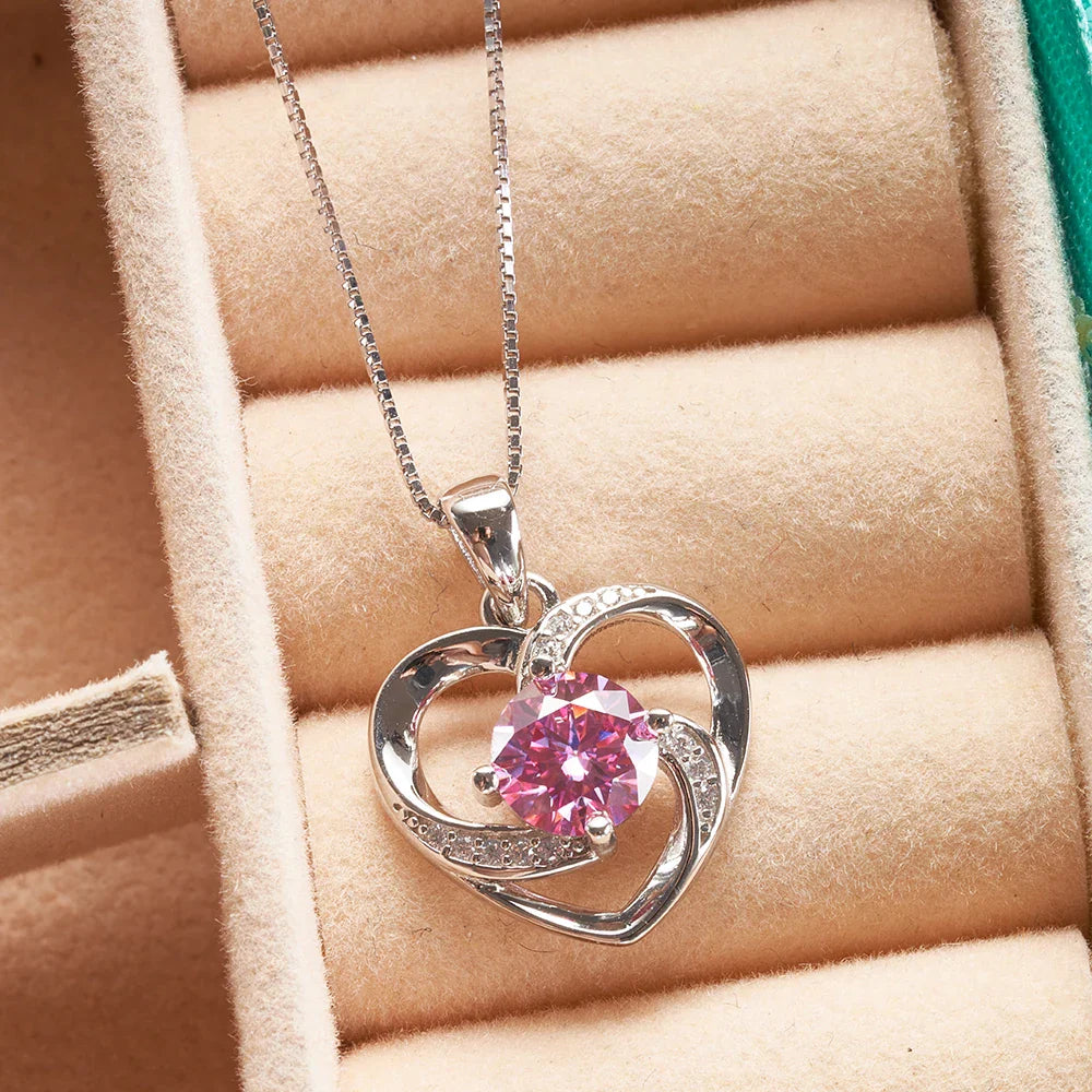 1 Carat Real Moissanite Pendant Necklace Silver Gold Color 925 Sterling Silver Thick Neck Chain Jewelry Pass Diamond Tester