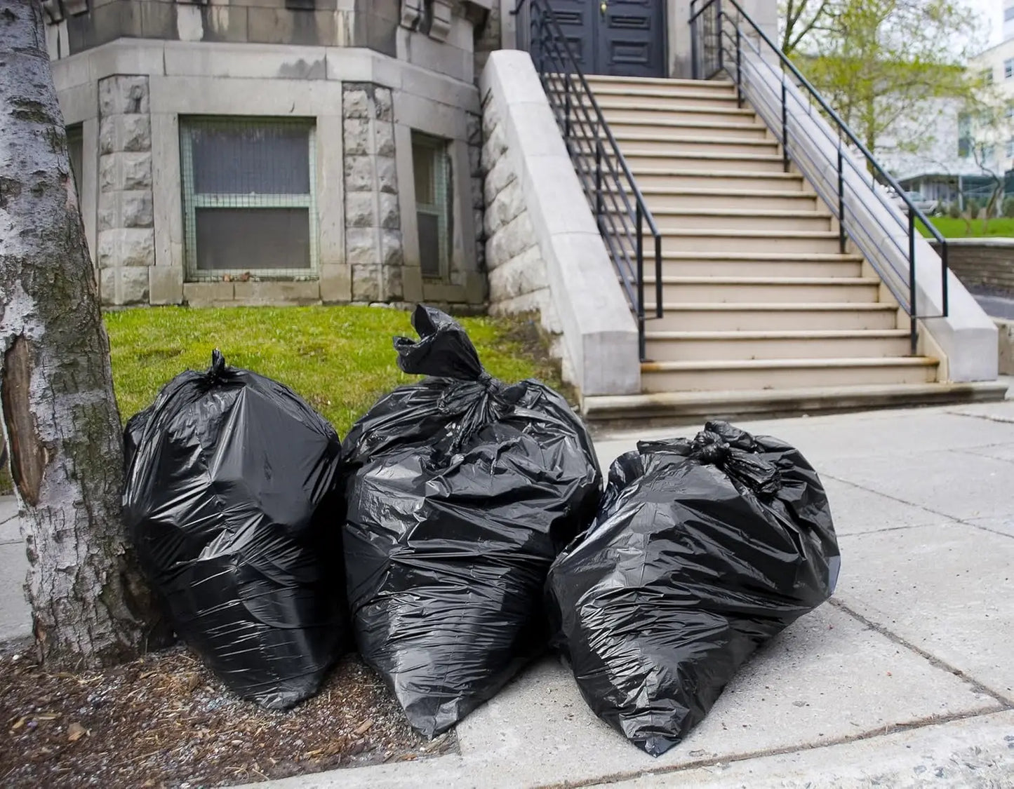64 Gallon Heavy Duty Trash Bags Value Pack with Ties, Large Black Industrial Garbage Bags for 60-65 Gallon.