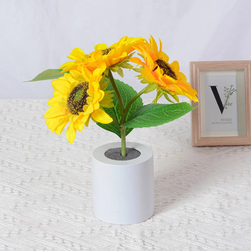 Rechargeable Sunflower Led Simulation Night Light Table Lamp Simulation Flowers Decorative Desk Lamp For Resturaunt Hotel Weddin