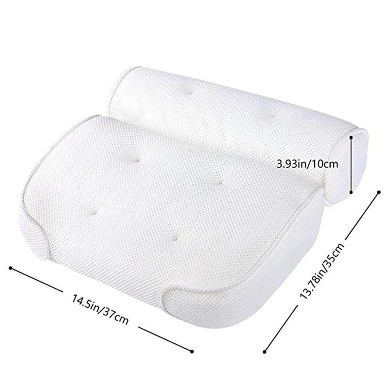 SPA Bath Pillow with Suction Cups Neck Back Support Thickened Bath Pillow for Home Spa Tub Bathroom