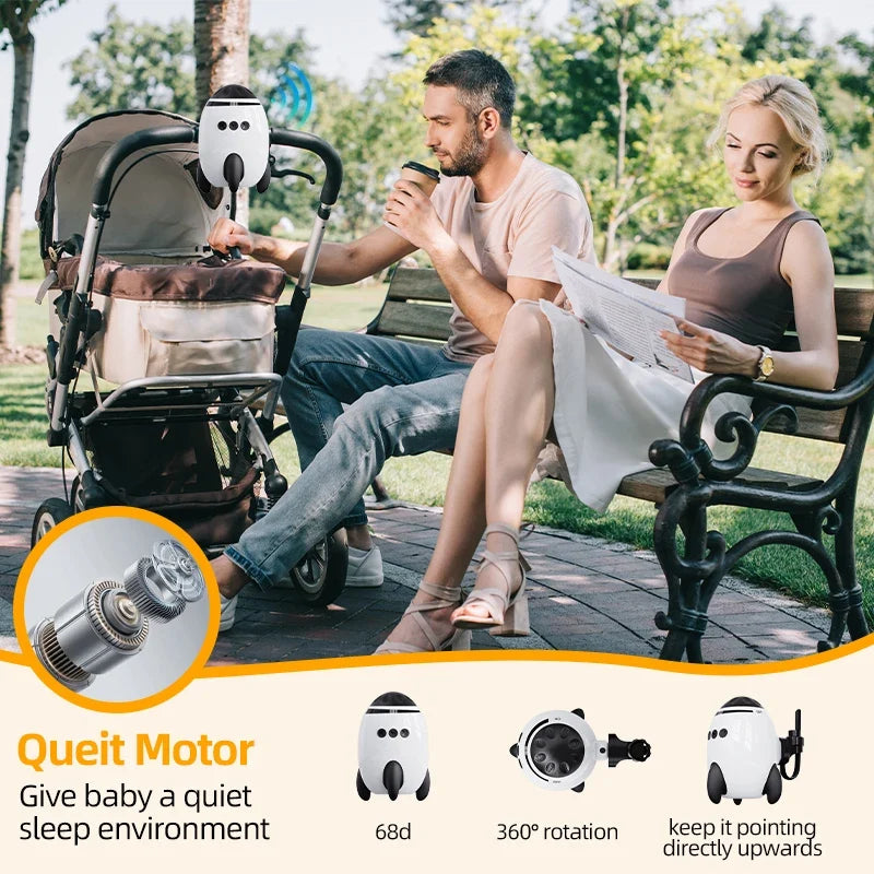Portable automatic baby rocker, compatible with strollers, hands-free rocking function, with Bluetooth lullabies