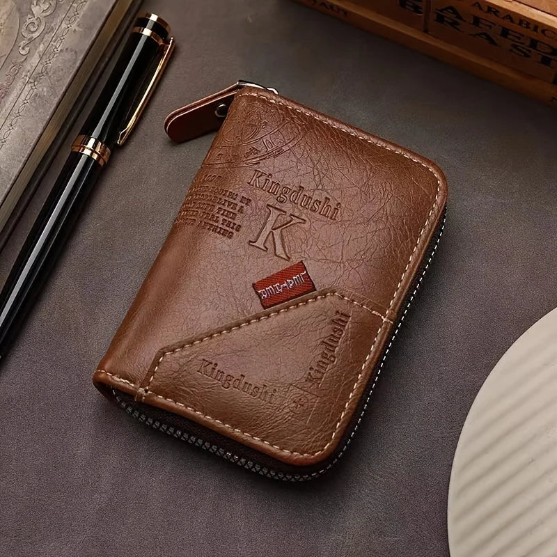 Vintage Leather Wallet, Slim Card Holder with 12 Slots Unisex.