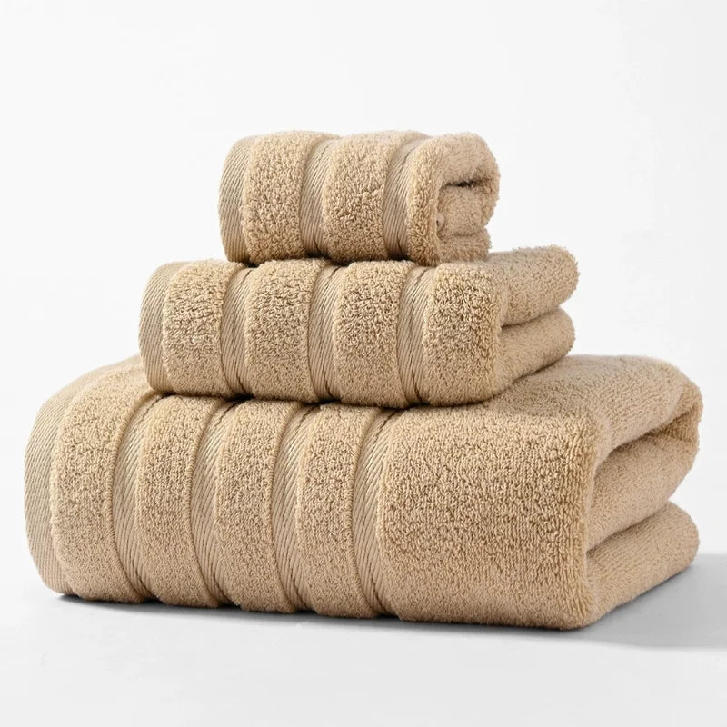 Luxurious 100%Cotton Towel Set Bunndle,Ultra Soft Blue Hand+Face+Bath Towel.