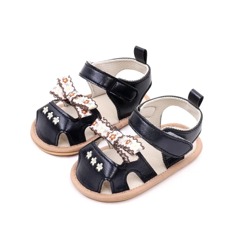 Mary Jane Shoes with Glitter Bowknot Strap Non-Slip for Baby Infant Child