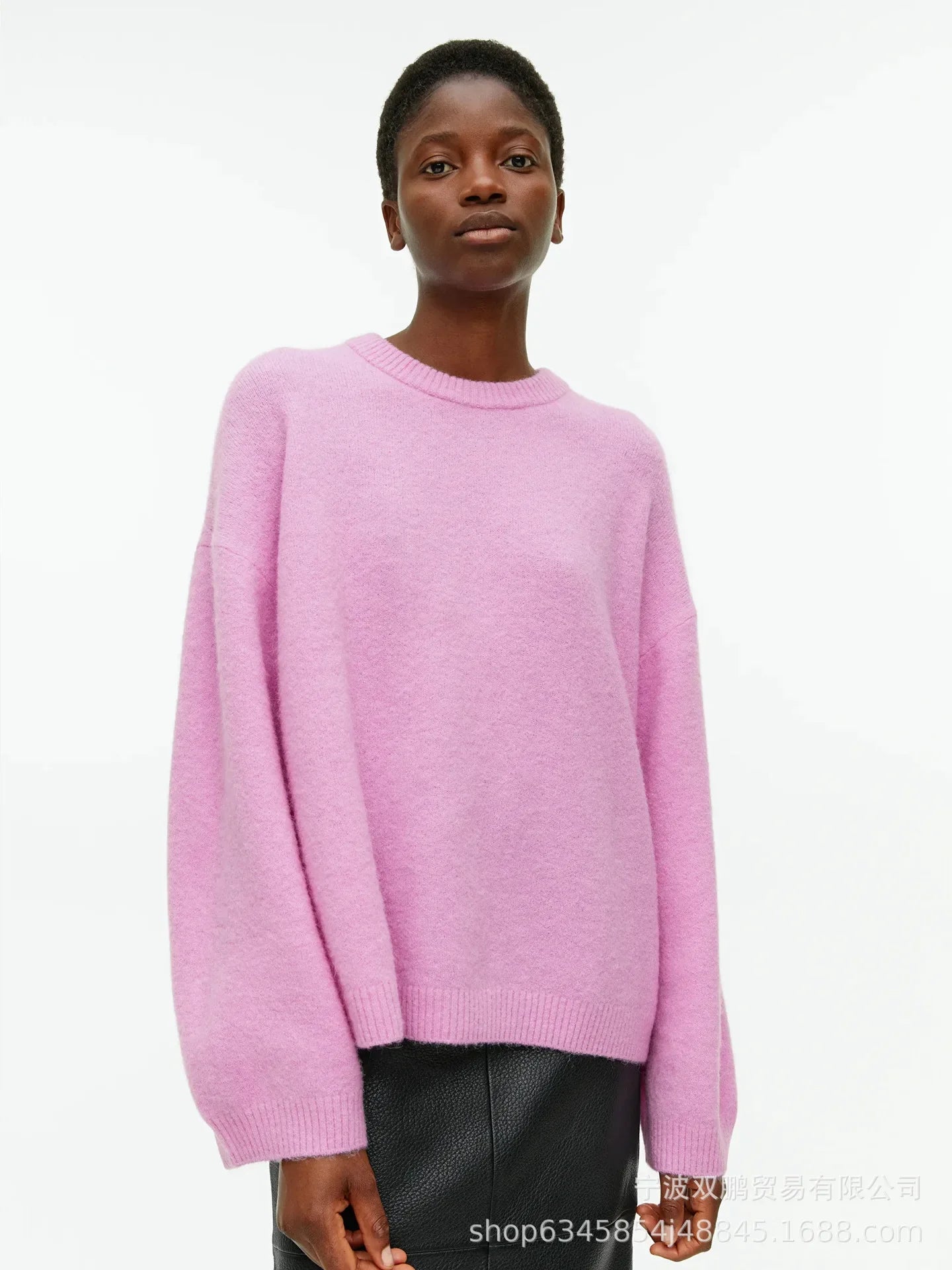 Lazy Style Pullover Sweater for Women, Loose and Thick Round Neck Knitted Sweater for Autumn and Winter 2024