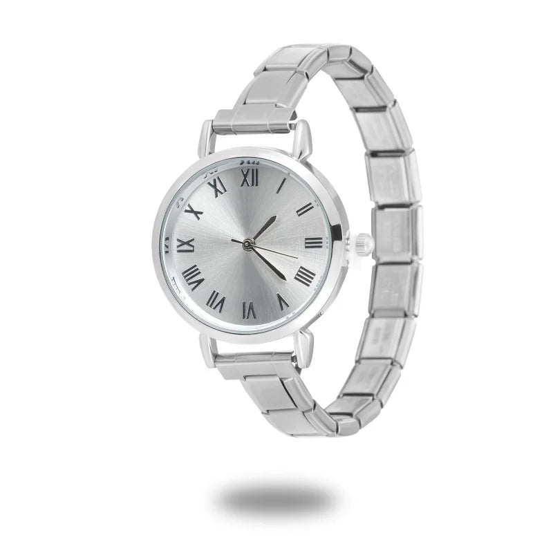 1PC 's Stainless Steel Round Simple Watch Bracelet Bangle for Friend