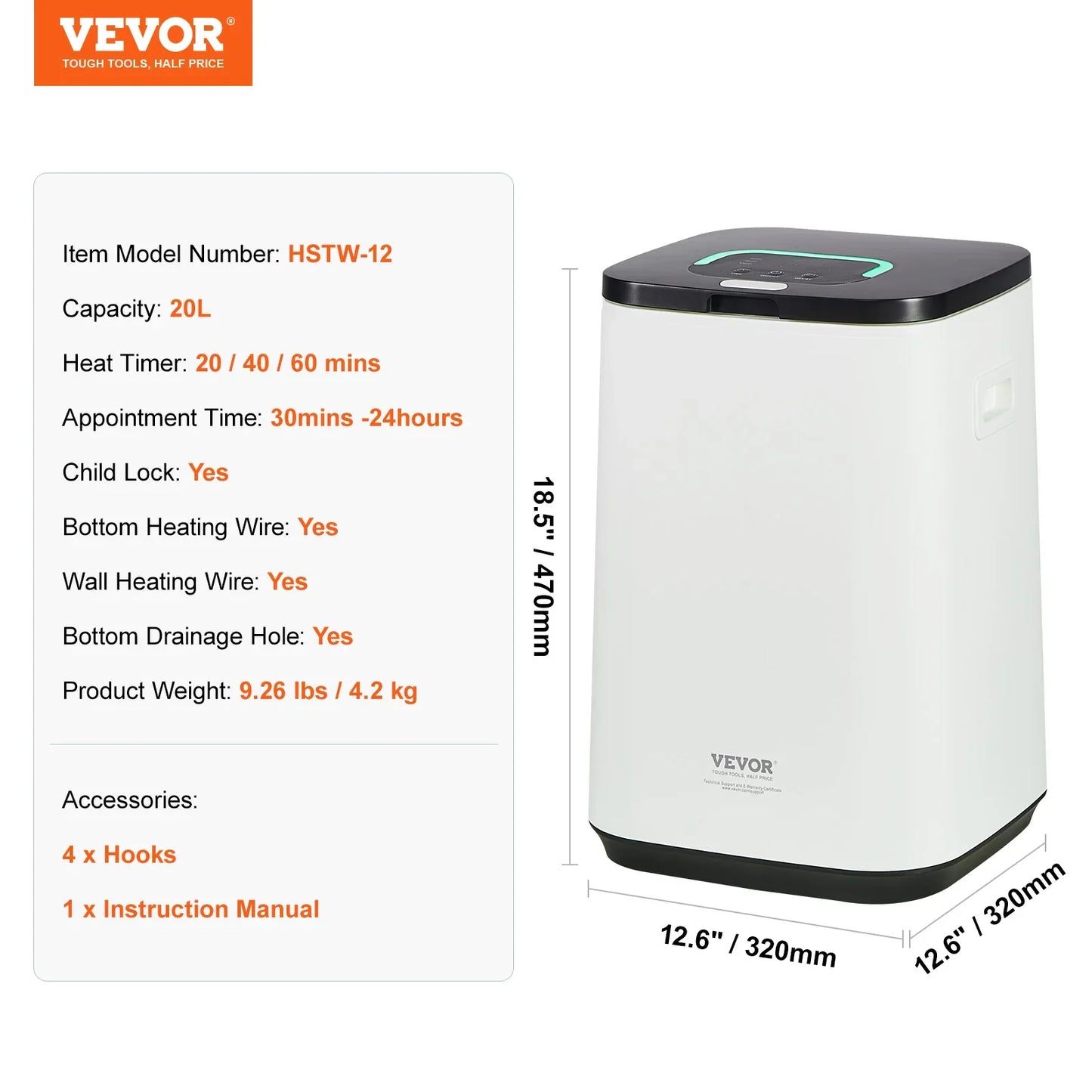 VEVOR Towel Warmer 20L/25L/35L Towel Warmer Bucket with Safety Shut Off Child Lock LED Screen for Bathroom Spa Bathrobe Blanket