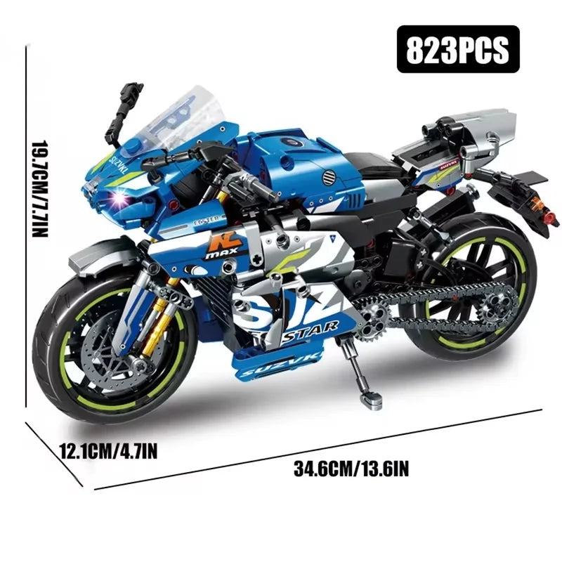High-tech Classic 800+Pcs Motorbike Building Model Blocks City Road Racer Bricks Moto Christmas Gifts Toys for Kid Boys Adult