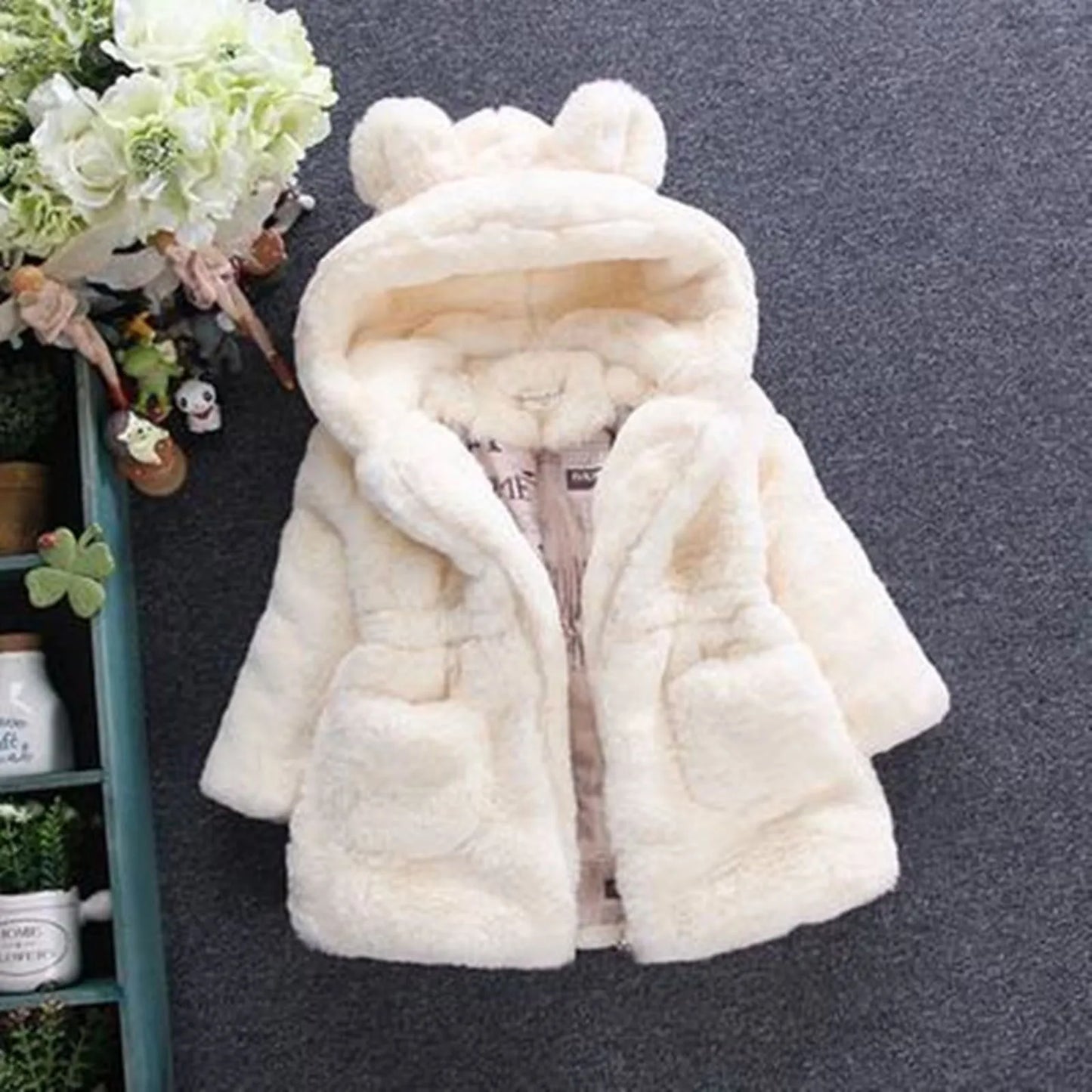 6t Girl Jacket Kids Girls Winter Warm Coats Jacket Clothes Outwear Overcoat Ear Hooded Faux Thicken Fleece Girl Winter Warm Coat