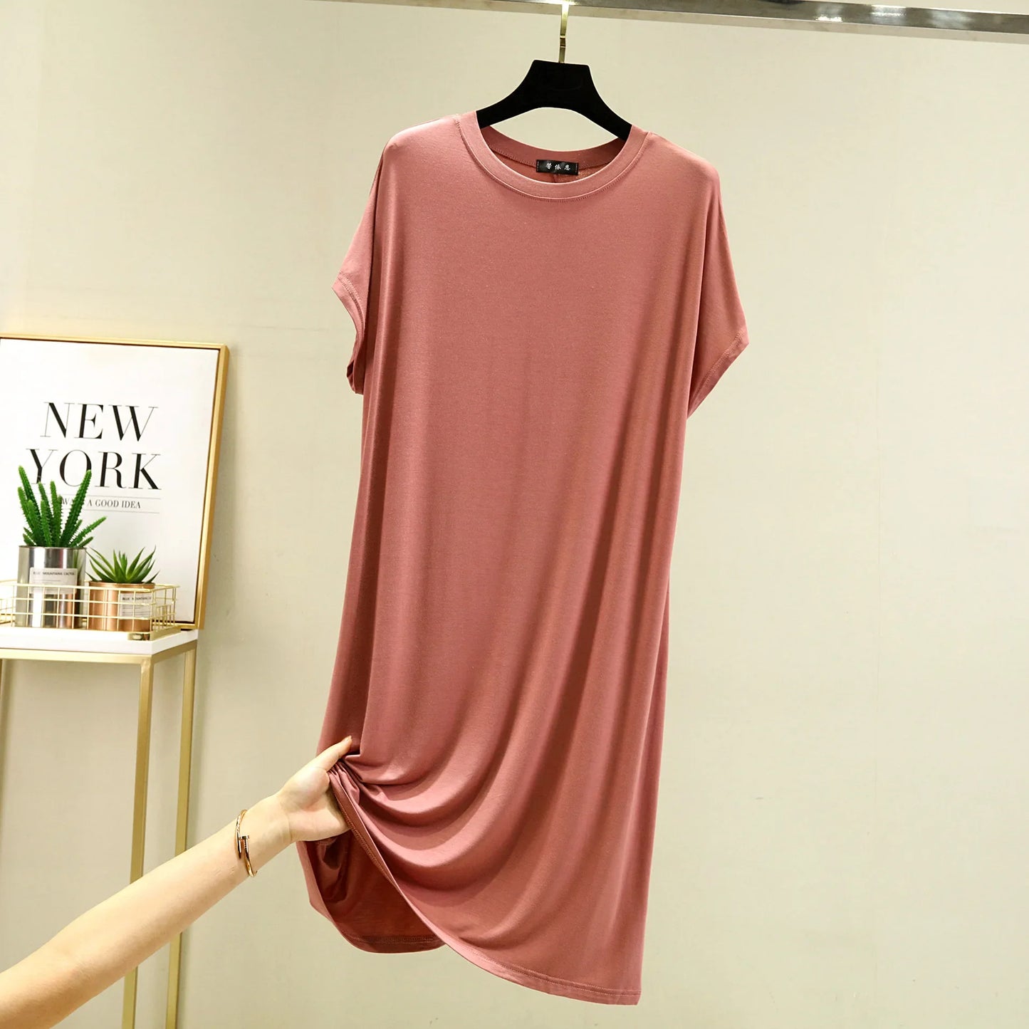 Summer Women's dress Causal Basic T shirt dresses O-Neck Short sleeves Modal A-Line sundress Simple plus size