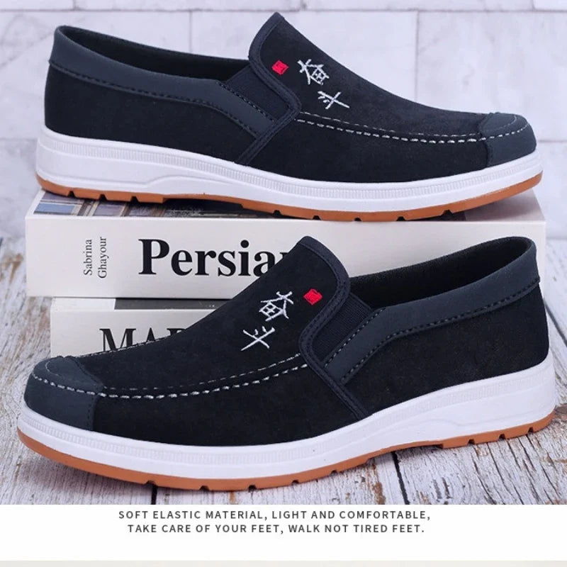 2025 Summer Men's Canvas Shoes Breathable Lightweight Casual Shoes Versatile Trendy Anti slip Mesh Sports Shoes