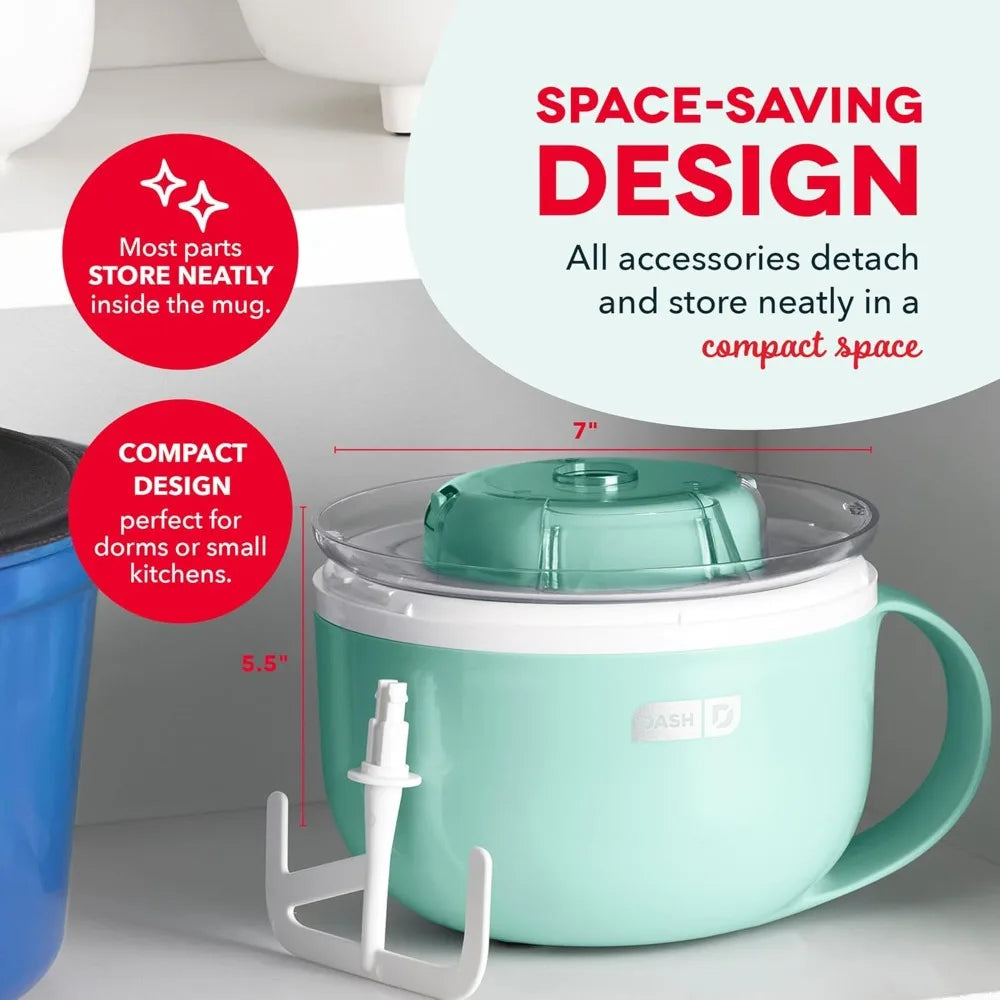 Single Serve Ice Cream Maker for Gelato Yogurt Sorbet Dessert Easy Use Cleaning Included Aqua Color 1 Bowl