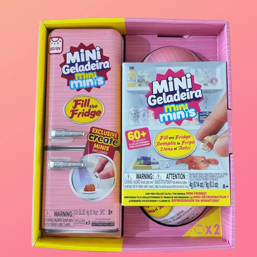 Zuru Mini Brands Mini Minis Fill The Fridge Simulation Refrigerator Toy Blind Box Set Surprise Ball Pretend Play Micro Miniature