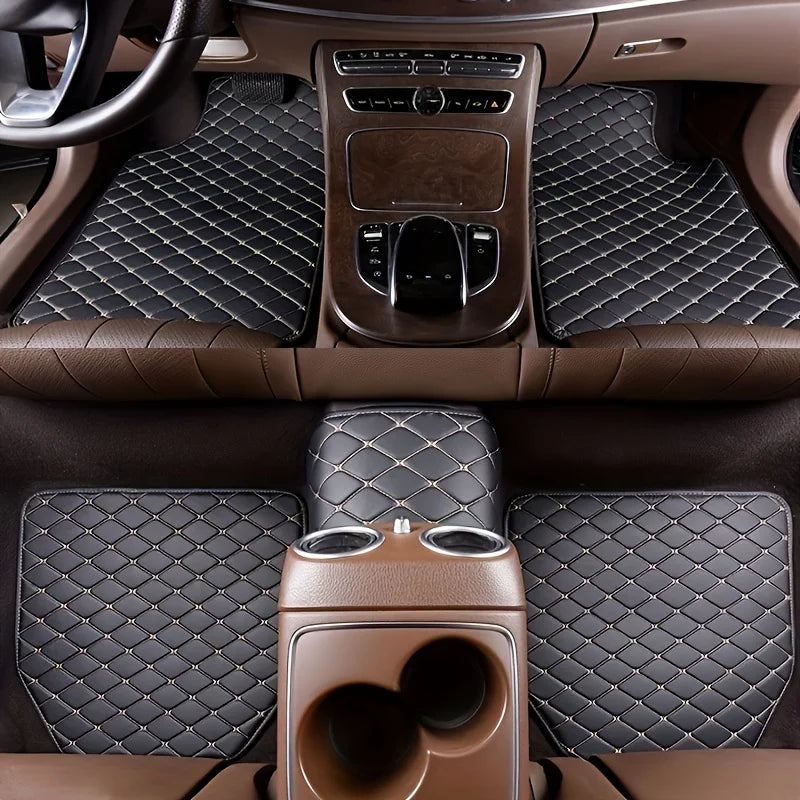 5Pcs Car Floor Mats Leather, Protector pads Universal