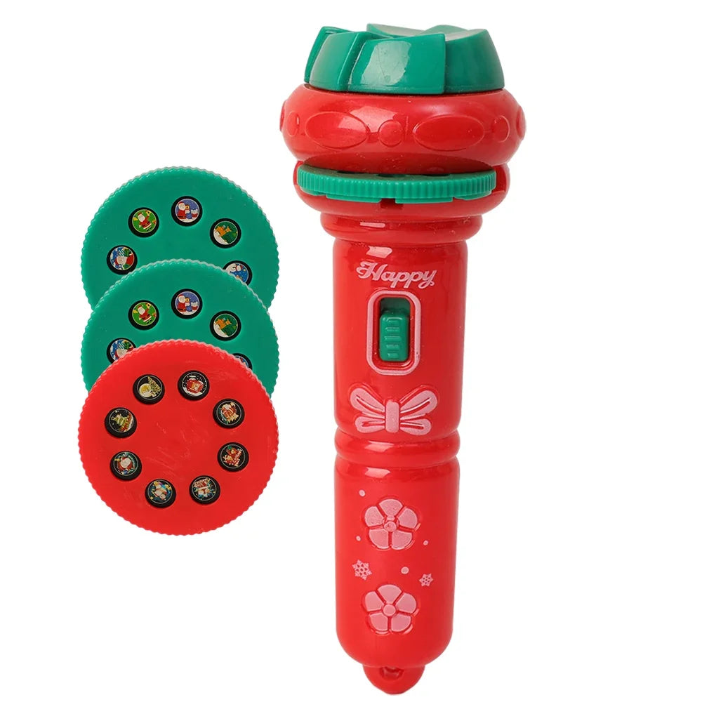 Festival Cartoon Santa Xmas Projector Flashlight Toys Kids Early Education Light Up Sleep Flashlight Baby Puzzle Christmas Gifts