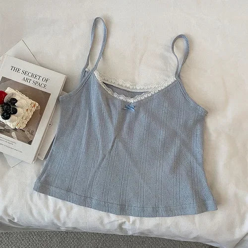 Camisole women's tops Summer short tops 2021 new Vintage lace slim warm joker ladies bottoming cute tops for women Camis