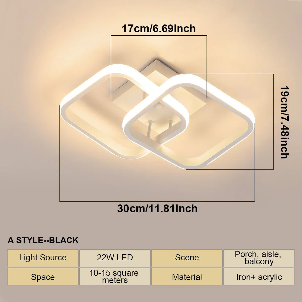 Modern LED Ceiling Lights Square Aisle Lamps Small Corridor Ceiling Fixtures for Hallway Kitchen Bedroom Stair Living Room Study