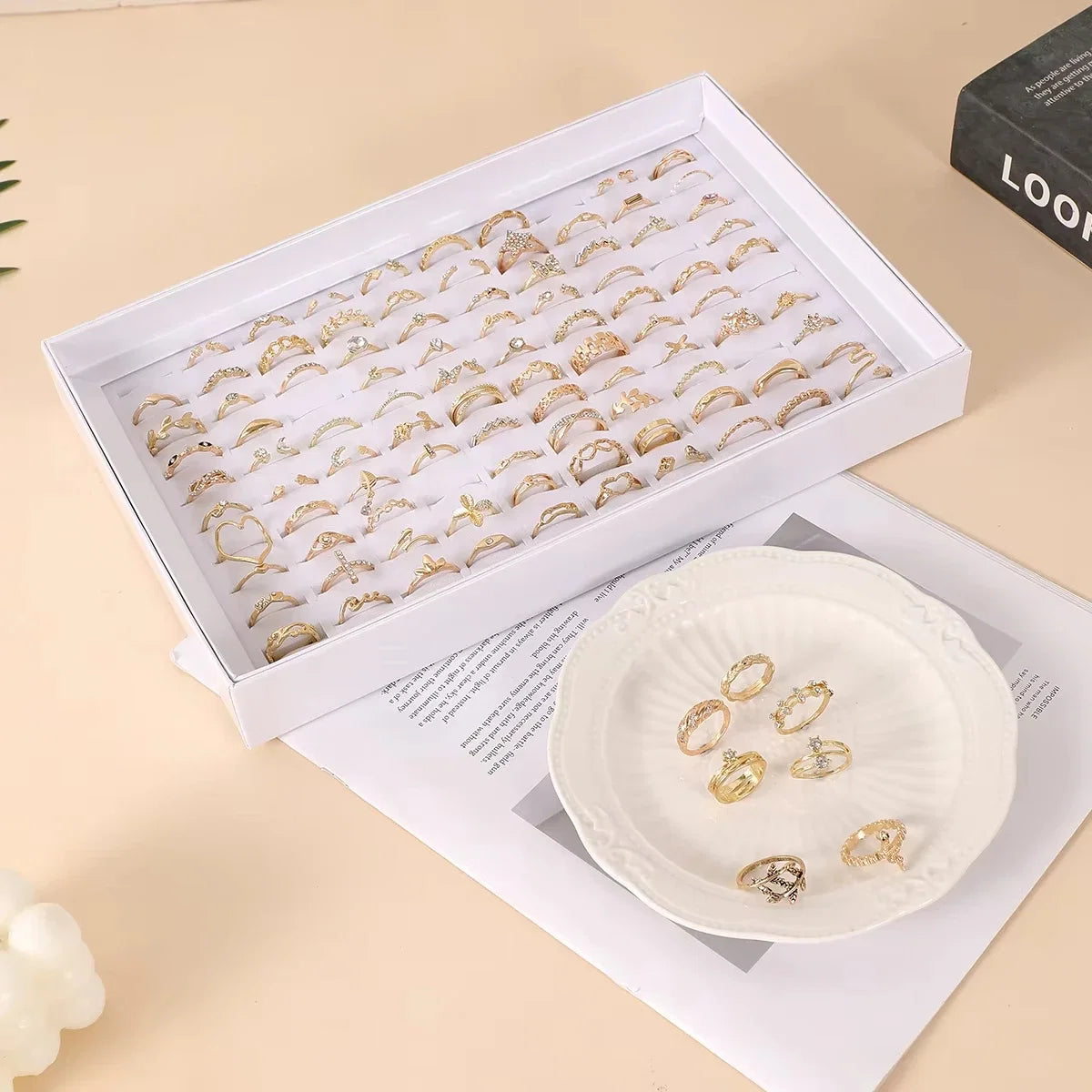1/5/15/30/50/100 Piece Set Minimalist Hollow Out Design Geometric Ring