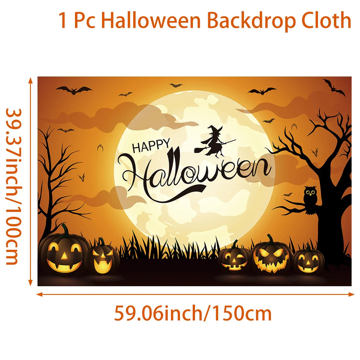 Happy Halloween Banner Bloody Bat Pumpkin Ghost Print Party Backdrop Hanging Banner Halloween Party Decoration For Home