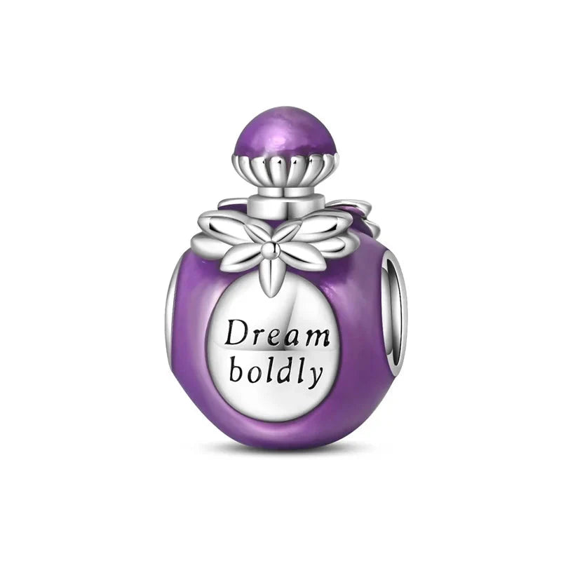 Romantic Pink Crown Perfume Bottle Charms Beads Bracelets Fine Jewelry