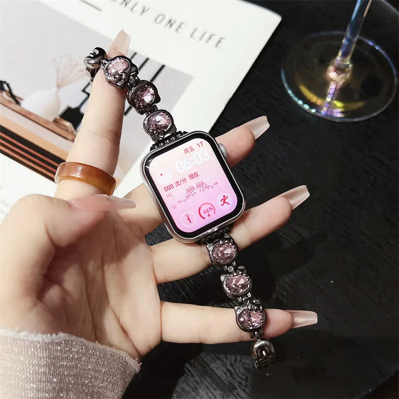 Jewelry strap For Apple Watch band ultra 2 49mm 45mm 41mm 40mm/44mm 38/42 Women Diamond Bracelet iWatch Series 9 8 7 6 5 4 3 SE