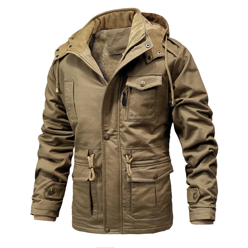 Men's Warm Padded Jackets Fashion Fleece Lined Hooded Windbreaker