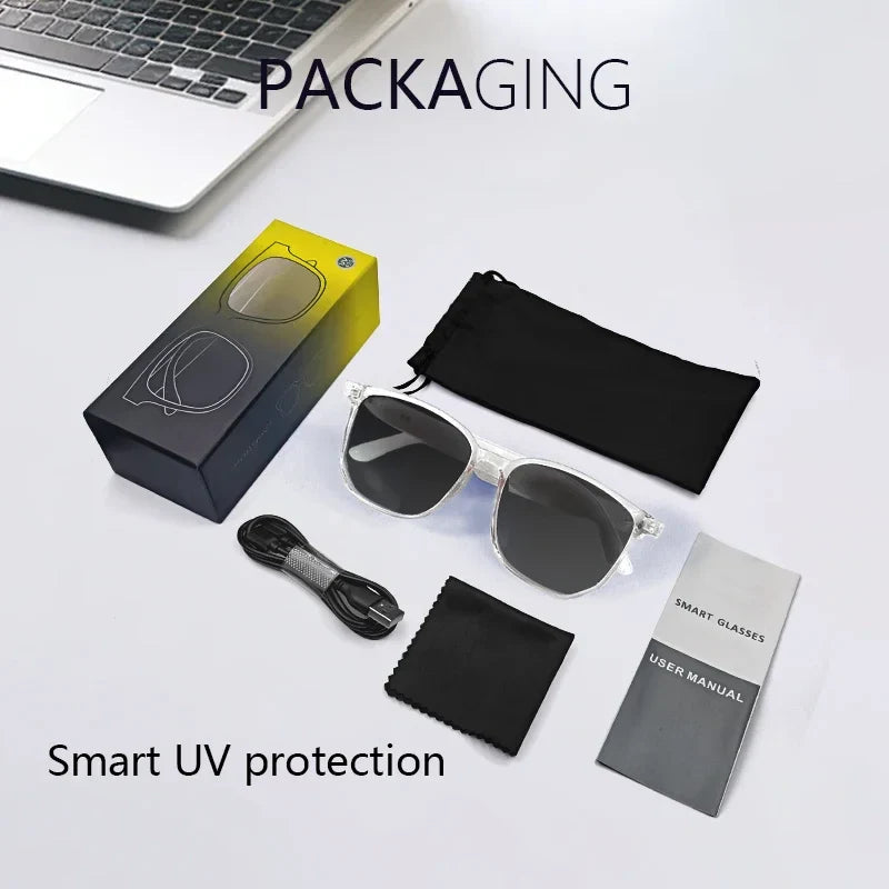 GS03 Upgrade Smart Glasses, With Camera, Video Recording, AI Photo Recognition, Bluetooth, Call Translation Voice Assistant.
