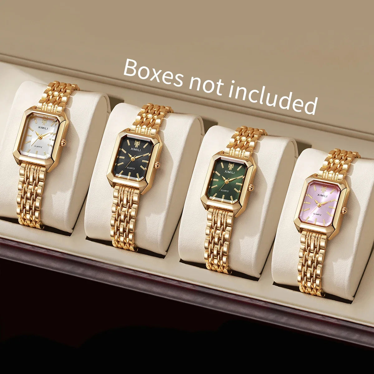 1/2/4PCS Luxury Women Watches Fashion Rectangle Woman Quartz Watch Stainless Steel Band Wristwatches Reloj Mujer(Without Box)