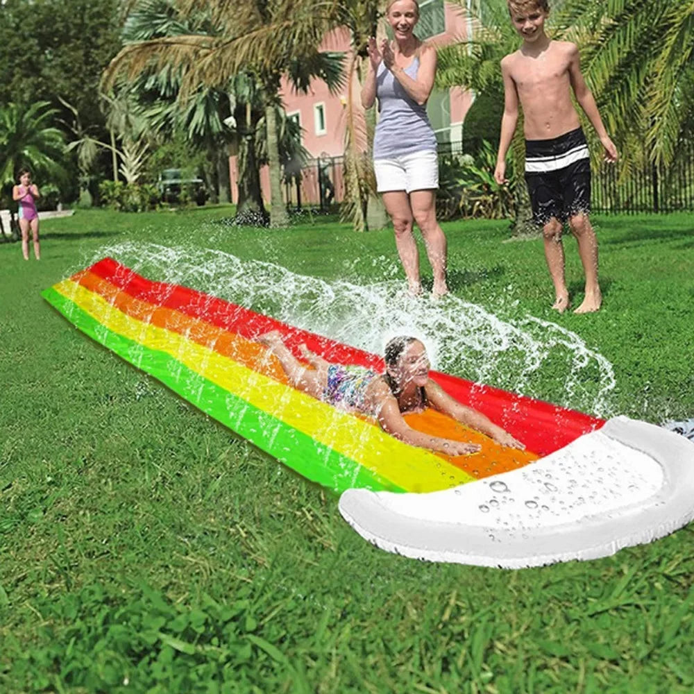 480x76CM Inflatable Water Slide Mat Summer Swimming Pool Waterskiing Splash Toys Outdoor Backyard Lawn Water Slides Sprinkler