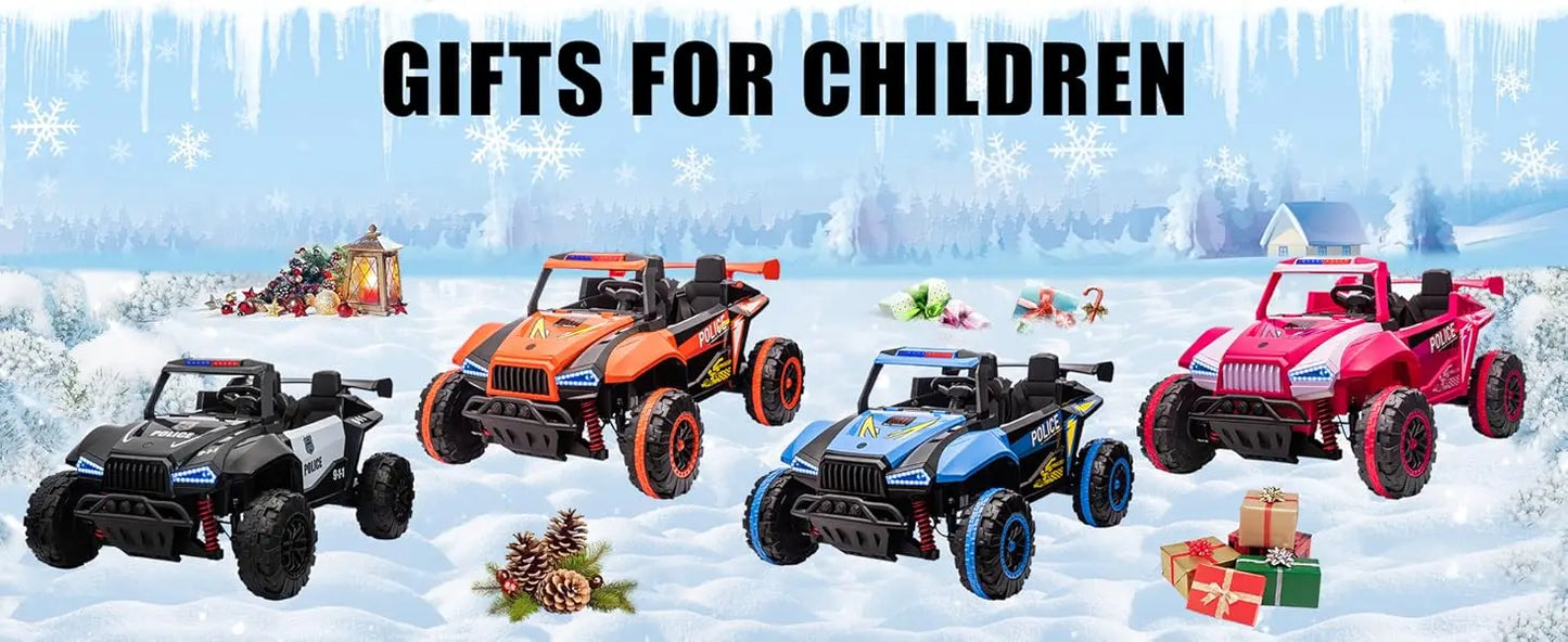 24V Ride on Toys for Boys & Girls 2 Seater Ride On Car for Kids, 6.21 Mph Max Speed, 4 Spring Suspension (Black & Blue)