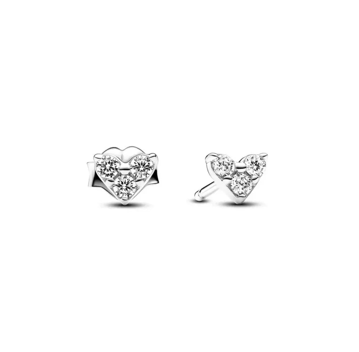 100%925 Pure Silver Classic Water-Drop Heart-Shaped Round Stud