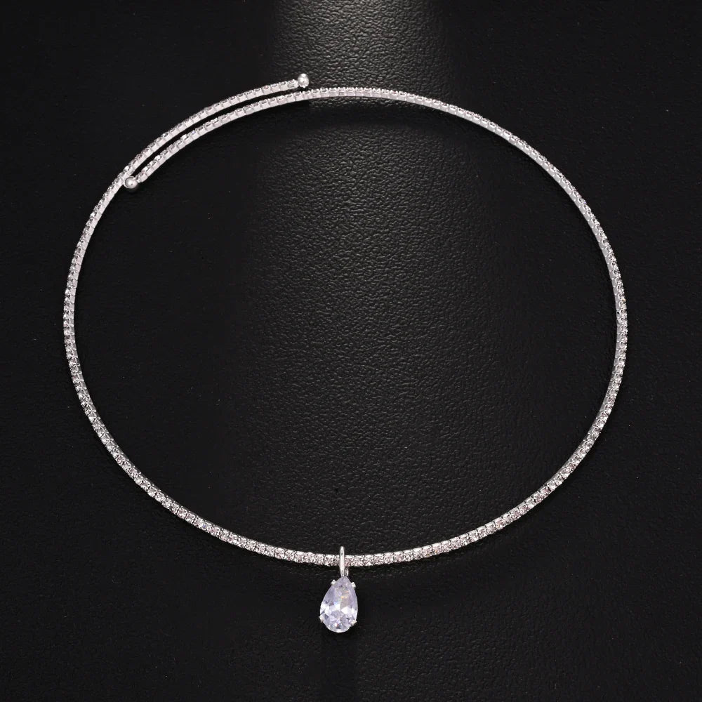 Stonefans Water Drop Pendant Choker Necklace Wedding Luxury Rhinestone Accessories Fashion 2025 Charms Jewelry High Quality Gift
