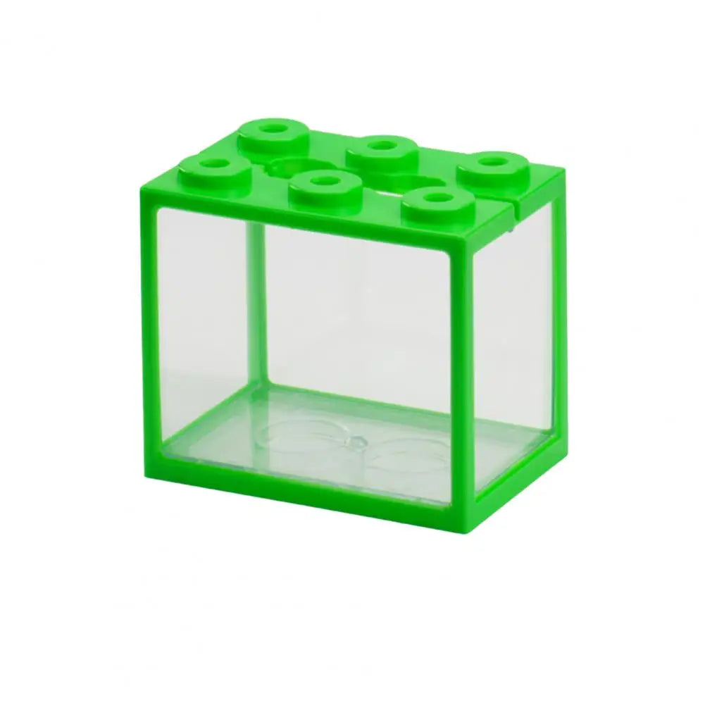 Fish Tank Cute Building Block Design Desktop Mini Aquarium Plastic Desktop Fish Tank Fish Pond Pet Box Пейзаж Аквариума
