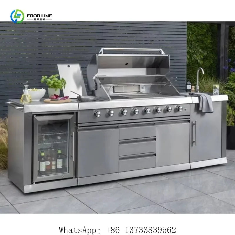 Customized Outdoor kitchen cabinet 304 stainless steel with powder coating for camping