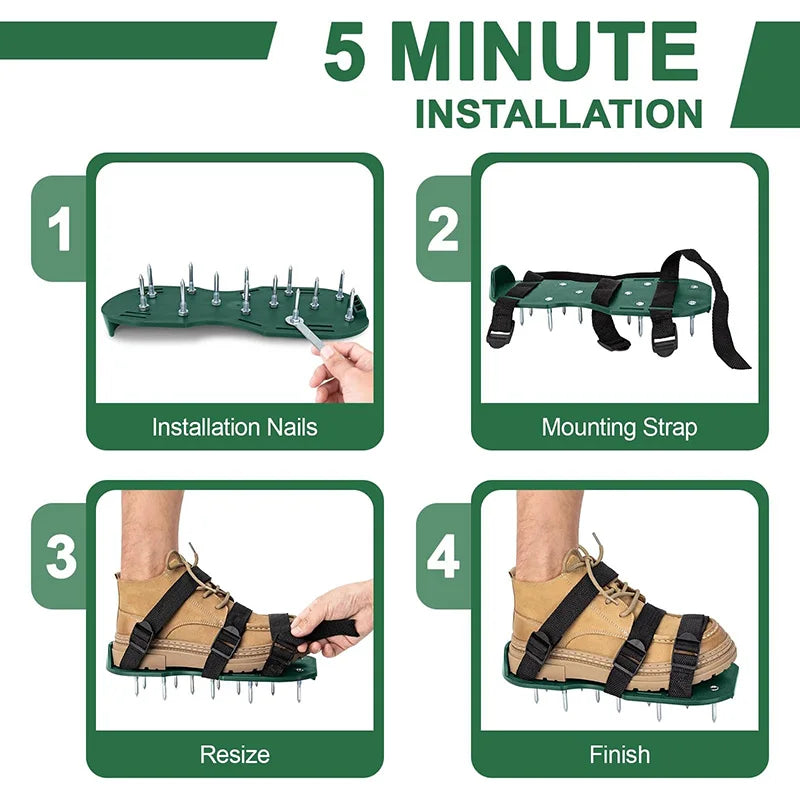 1 Pair Lawn Aerator Shoes for Grass Heavy Duty Spike Shoes with Adjustable Straps for Yard/Garden/Patio Universal Fit Men/Women