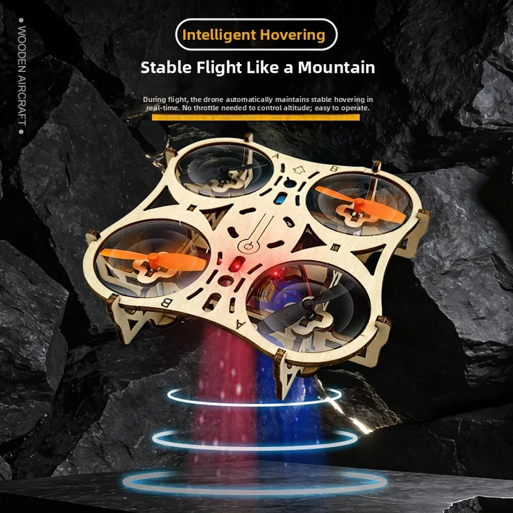 DIY Wooden Drones Kit with Stable Hovering Capability No Throttle Adjustment Needed Ideal for First Time Flyers