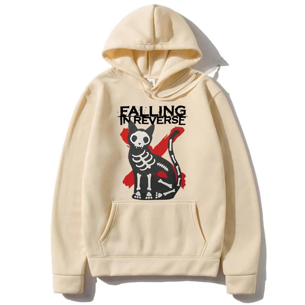 Falling in Reverse Cat Graphic Hoodie Men Women Gothic Casual Oversized Sweatshirt Men's Vintage Streetwear Male Cotton Hoodies