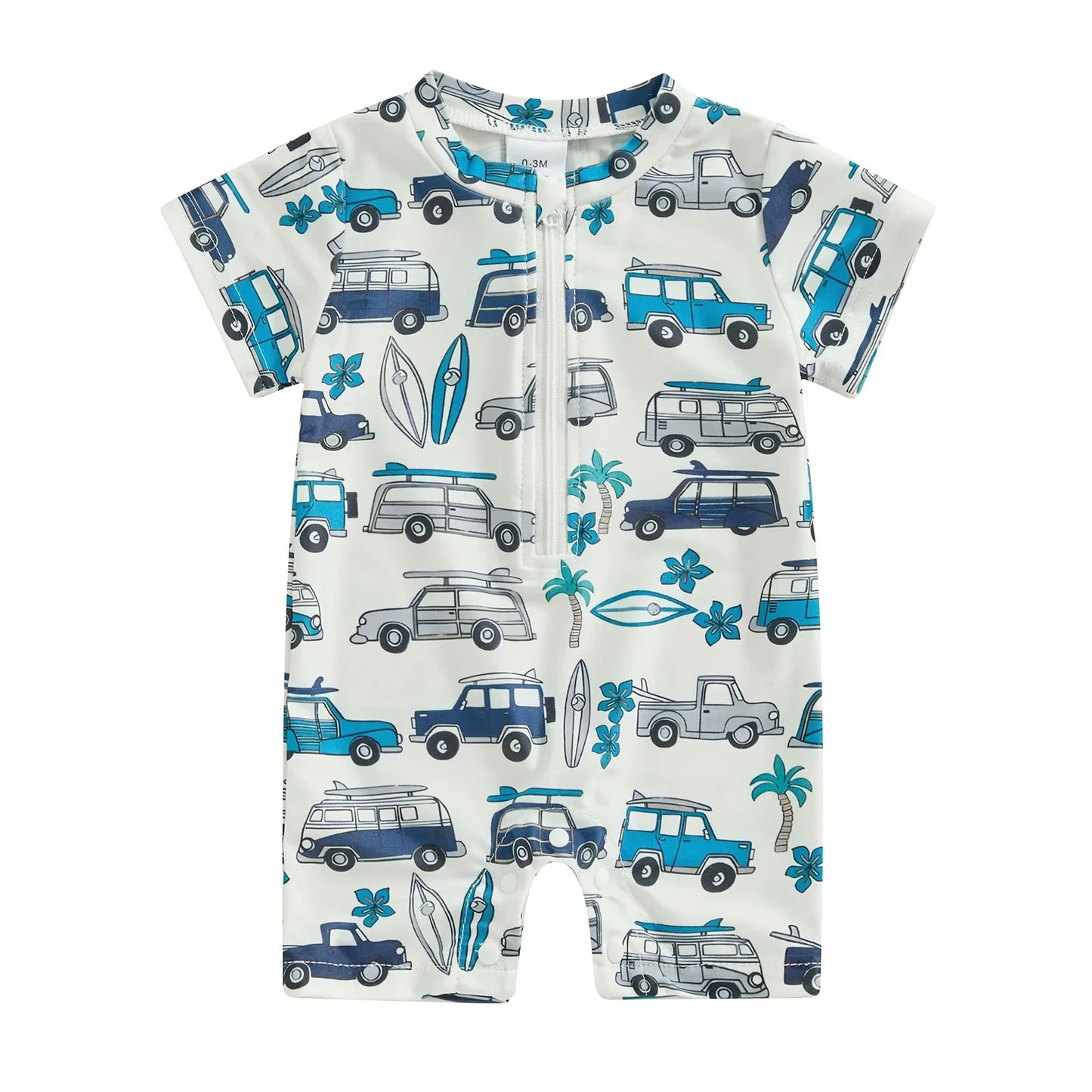 Citgeett Summer Kids Boys Short Sleeve Swimsuit Print Ziper Swimwear Bathing Suit Romper Clothes