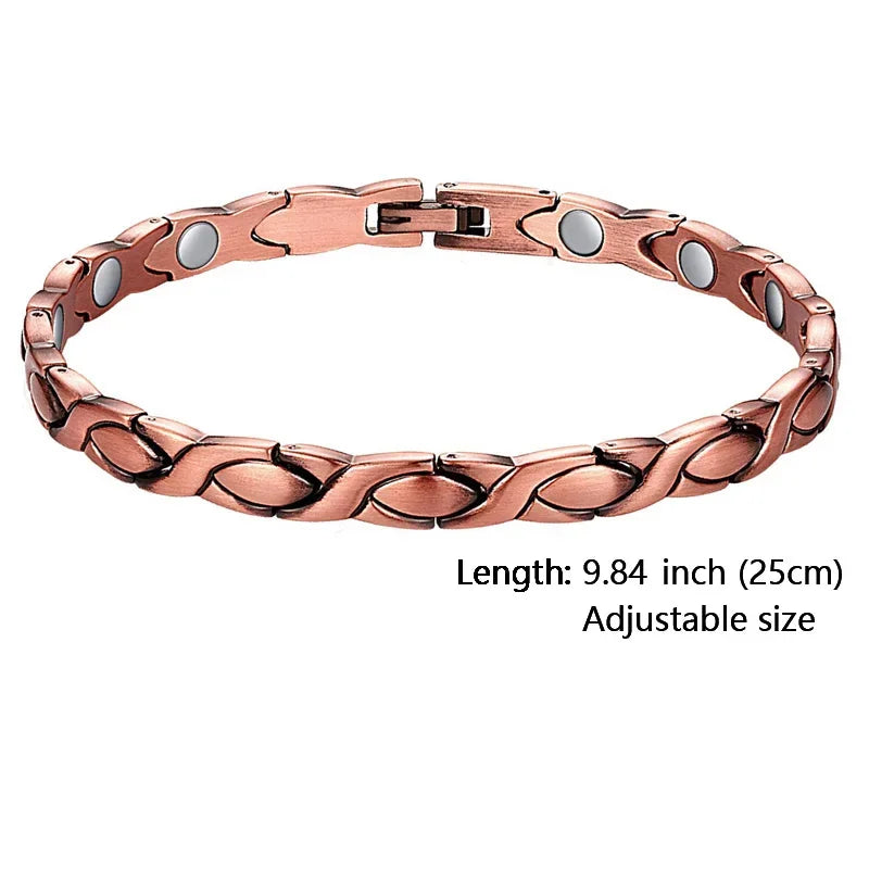 Women Magnetic Therapy Anklets 99.9% Pure Solid Copper 3500 Gauss Magnets Ankle Pain Relief for Arthritis Adjustable Size